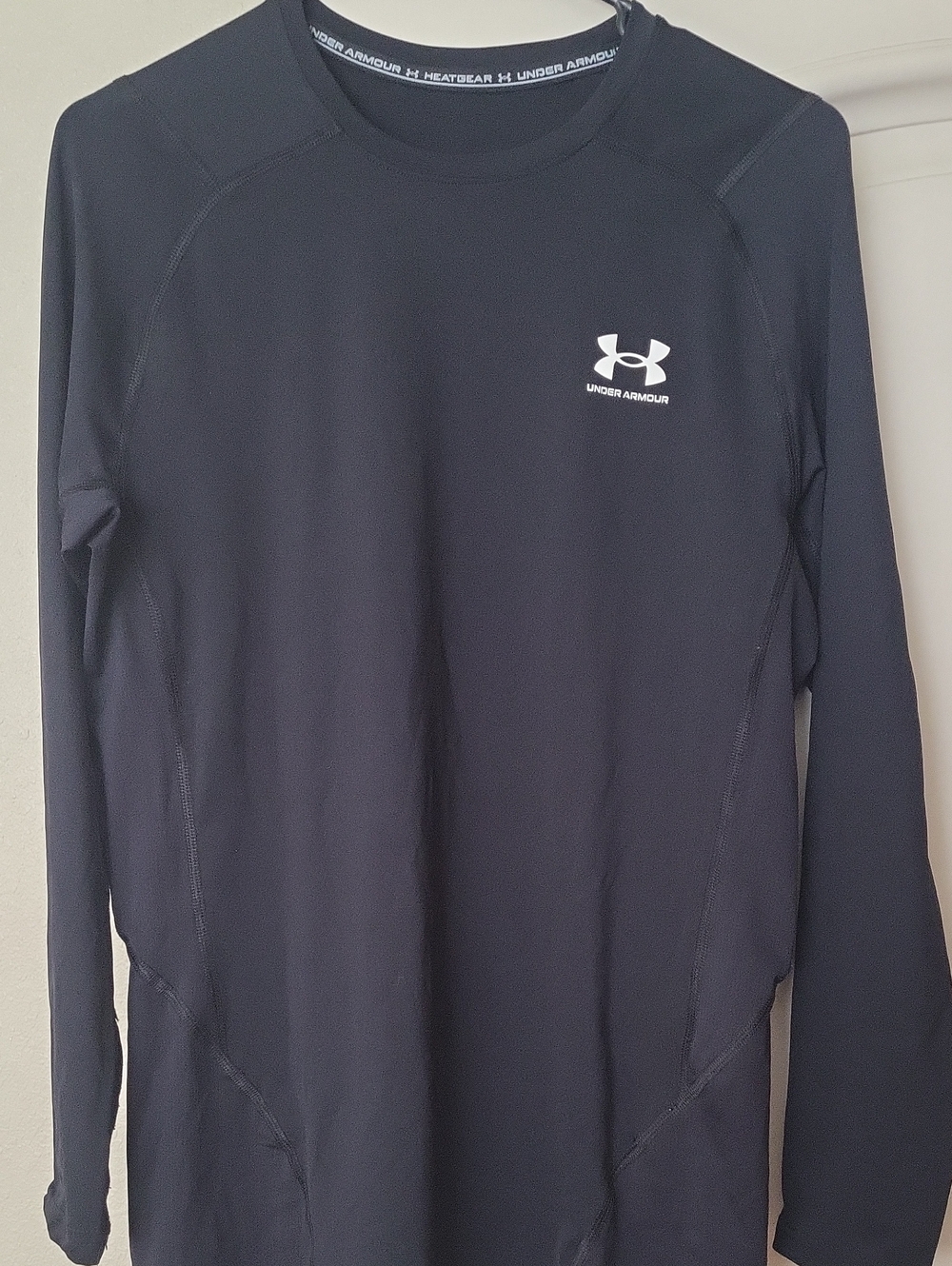 Under Armour Men’s Black Long-Sleeve Compression Top with White Logo